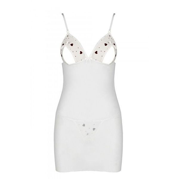 Сорочка с вырезами на груди, стринги Passion LOVELIA CHEMISE XXL/XXXL, white SO4764 фото