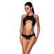 Боди с открытым доступом Passion TASMINA BODY S/M, black, экокожа, шнуровки, ажурные кружева SO7110 фото 1