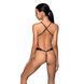 Боди с открытым доступом Passion TASMINA BODY S/M, black, экокожа, шнуровки, ажурные кружева SO7110 фото 2