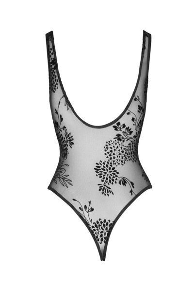 (SALE) Боди Noir Handmade F242 Tulle body with patterned flock embroidery - M SX0152 фото