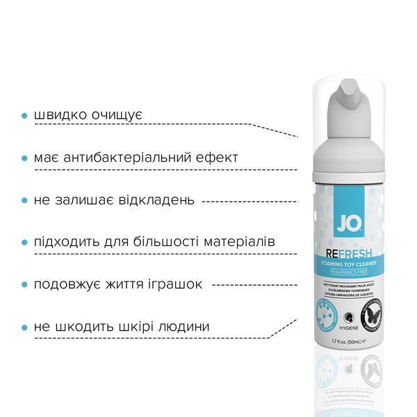 М&rsquo;яка пінка для очищення іграшок System JO REFRESH (50 мл), дезінфекційна, проникає глибоко SO1512 фото