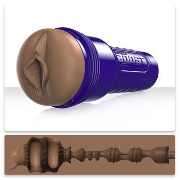 Мастурбатор-вагіна Fleshlight Boost Bang Medium Dark Flesh, плаваючі кільця Turbo Tech SX1315 фото