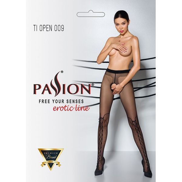 Колготки з відкритим доступом, імітація ботфорт TIOPEN 009 black 3/4 (20 den) &mdash; Passion SO5800 фото