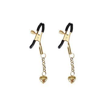 Затискачі для сосків з підвіскою Liebe Seele Hollow Heart Nipple Clamps Gold SX1685 фото