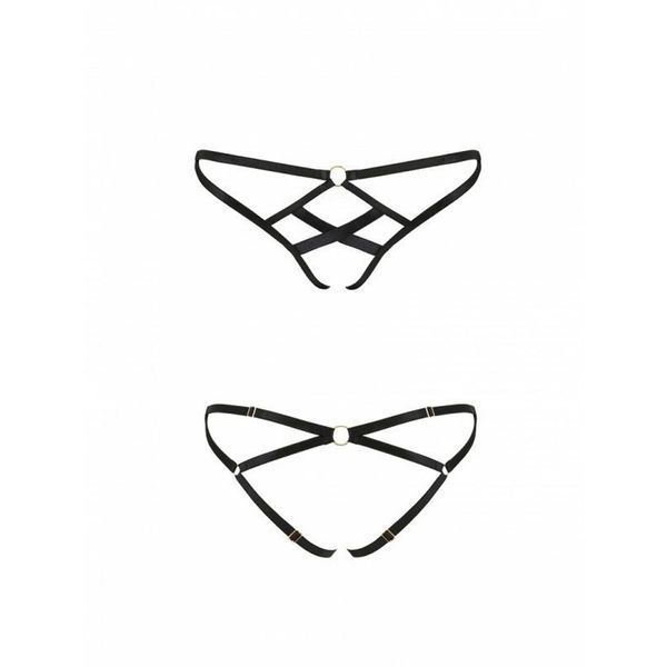 Трусики из стреп Passion Exclusive NICKY THONG L/XL, black PS27804 фото
