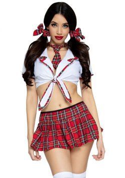 (SALE) Leg Avenue Miss Prep School XS Red SO8548 фото