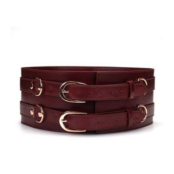 Шкіряний пояс для бондажу Liebe Seele Wine Red Waist Cuff L Size SO9462 фото