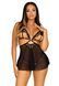 Сорочка бебі-дол з відкритими чашками Leg Avenue Lace and mesh babydoll & panty Black L, стринги SO9165 фото 1