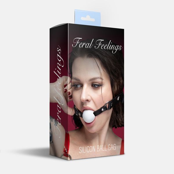 Кляп силіконовий Feral Feelings Silicon Ball Gag Black/White, чорний ремінець, біла кулька SX3979 фото