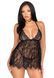 Сорочка бебі-дол Leg Avenue Floral lace babydoll & string Black S, стрінги SO9169 фото 1