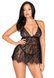 Сорочка бебі-дол Leg Avenue Floral lace babydoll & string Black S, стрінги SO9169 фото 6