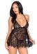 Сорочка бебі-дол Leg Avenue Floral lace babydoll & string Black S, стрінги SO9169 фото 4