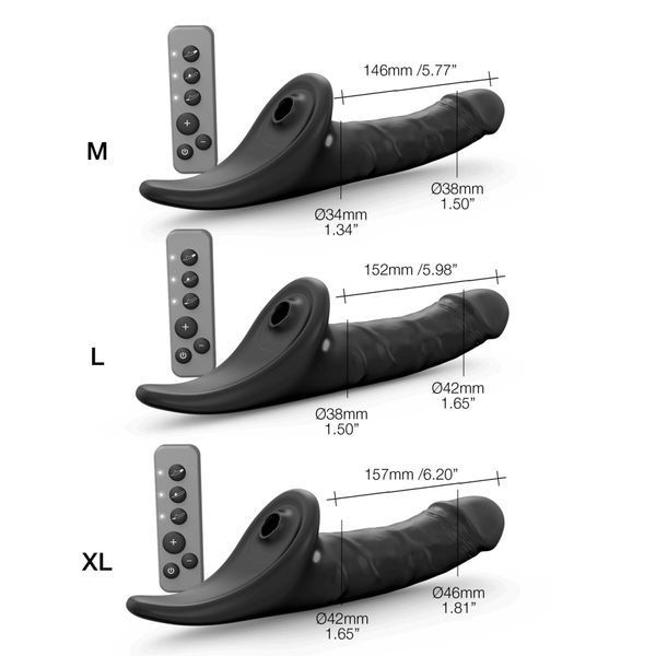 Вибронасадка для страпона с вакуумной стимуляцией Strap-On-Me Multi Orgasm Realistic Dildo M Black SX4035 фото