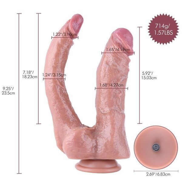 Подвійний фалоімітатор для секс-машин Hismith Double Penetrator, 9.25&Prime; (м'яте паковання!!!) SX4013-R фото