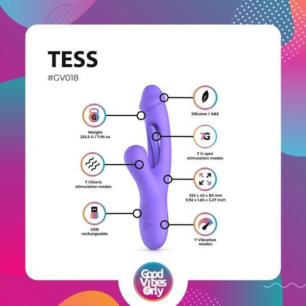 Вібратор-кролик із вагінальним відростком Good Vibes Only &ndash; Tess Rabbit Vibrator with G-Spot Stimulator SX3065 фото