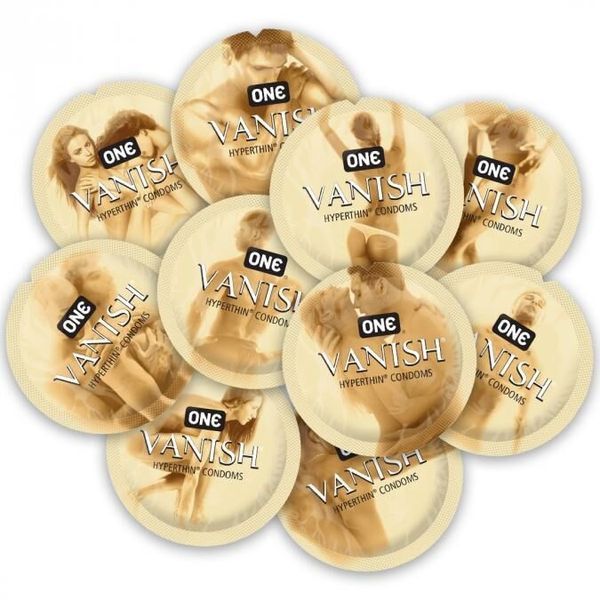 Набір презервативів ONE Vanish Hyperthin, 100 шт, ультратонкі, зі змазкою, паковання-тубус SX0735 фото