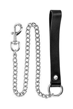 Повідець з натуральної шкіри Fetish Tentation Premium Metal leash with cowhide leather wrist 72 см SX1096 фото