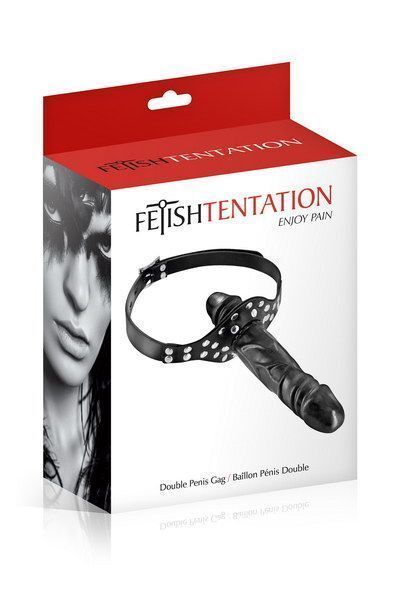 Кляп з подвійним фалоімітатором Fetish Tentation Double Penis Gag (м'яте паковання!!!) SO3736-R фото
