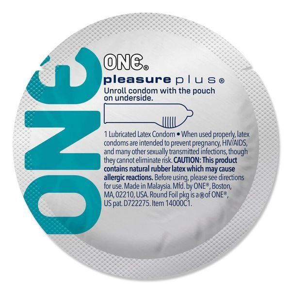Набір презервативів ONE Pleasure Plus, 100 шт, з ребристою ділянкою на кінці, паковання-тубус SX0738 фото