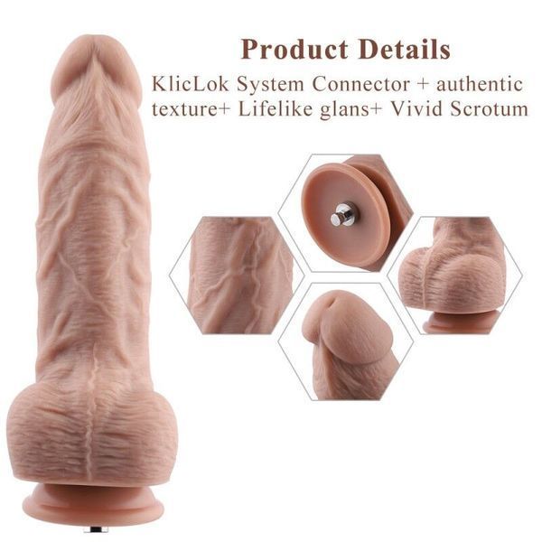 Гибкий фаллоимитатор для секс-машин Hismith 9.25&Prime; Silicone Dildo, система KlicLok SO6207 фото