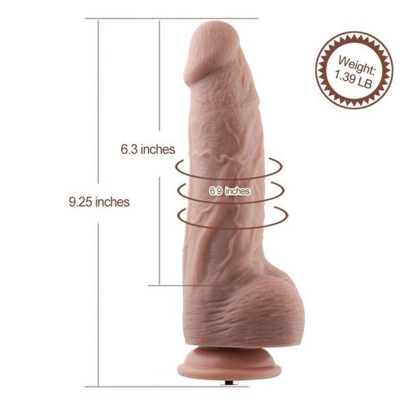 Гибкий фаллоимитатор для секс-машин Hismith 9.25&Prime; Silicone Dildo, система KlicLok SO6207 фото