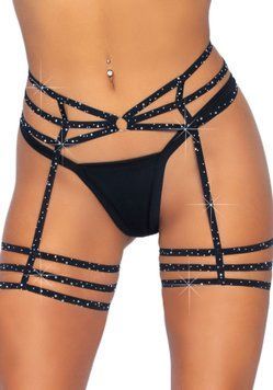 (SALE) Leg Avenue Rhinestone garter strapps SO7932 фото