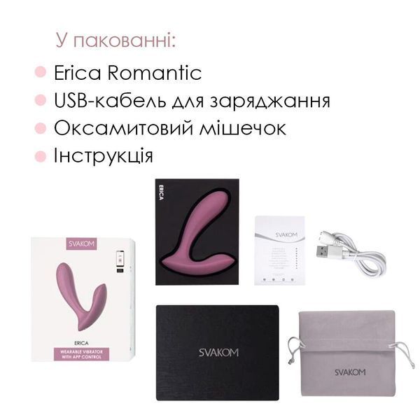Смарт вибратор в трусики Svakom Erica Romantic Rose, очень гибкий, 2 мотора SO8219 фото