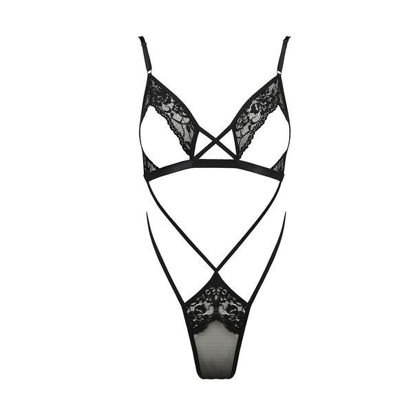 Боди монокини с открытой грудью Passion DIABOLINA BODY XXL/XXXL, black PS25803 фото