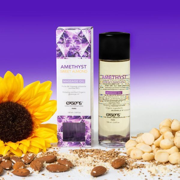 Масажна олія EXSENS Amethyst Sweet Almond (розслаблювальна, з аметистом) 100мл, натуральна SO2371 фото