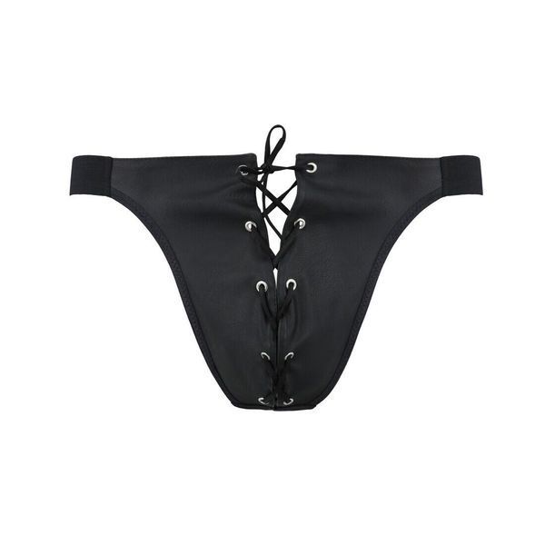 Мужские слипы на шнуровке Passion 044 SLIP BEN L/XL Black, экокожа, люверсы SO7603 фото