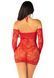 Мінісукня із сітки з мереживними акцентами Leg Avenue Seamless Off The Shoulder Mini Dress One Size, Red SX1736 фото 3