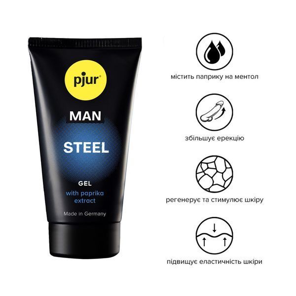 Гель для пениса стимулирующий pjur MAN Steel Gel 50 ml с экстрактом паприки и ментолом PJ12910 фото