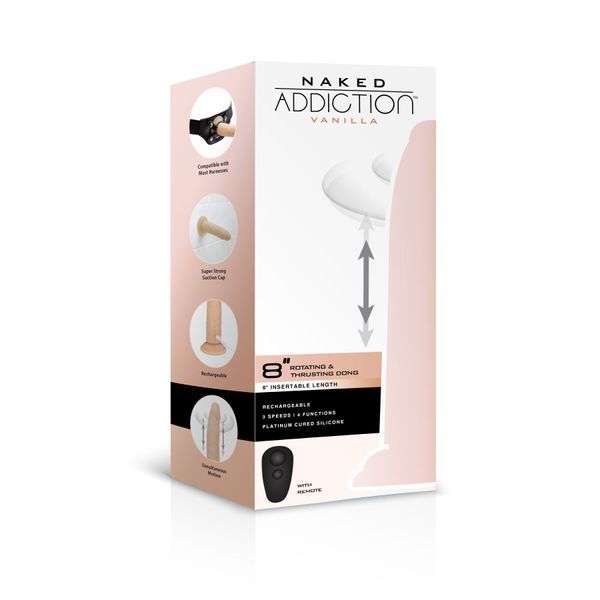 Фалоімітатор з ротацією та пульсацією Naked ADDICTION 8&Prime; Rotating & Thrusting Dong - Vanilla SX3928 фото