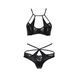 Комплект білизни Passion NAVEL SET black S/M Black, трусики, ліф, мереживні та латексні вставки PS24902 фото 5