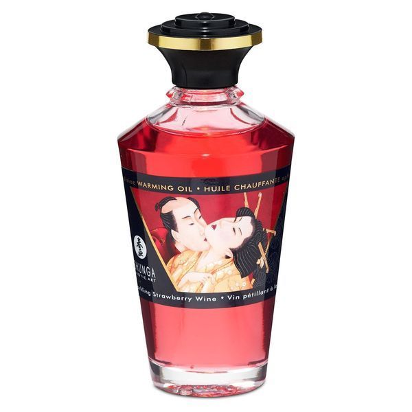 Розігрівальна олія Shunga Aphrodisiac Warming Oil &ndash; Sparkling Strawberry Wine (100 мл) без цукру SO2497 фото