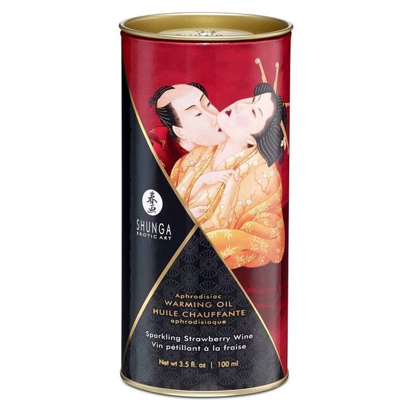 Розігрівальна олія Shunga Aphrodisiac Warming Oil &ndash; Sparkling Strawberry Wine (100 мл) без цукру SO2497 фото