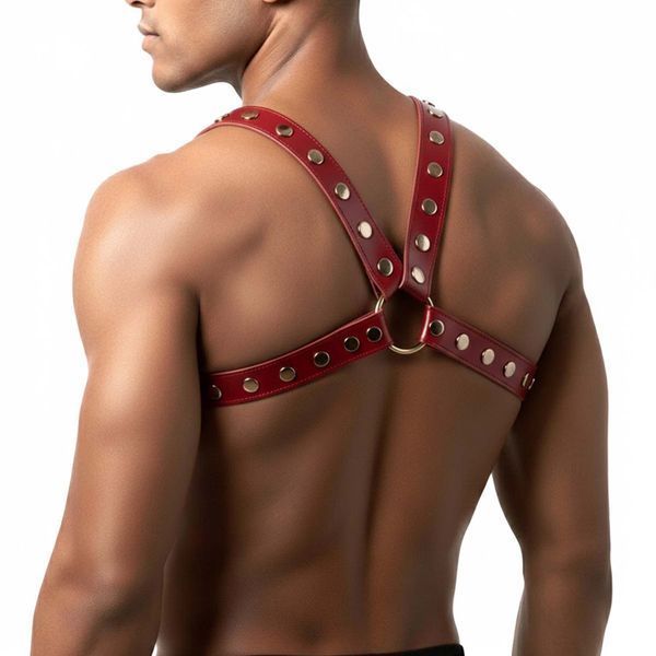 Мужская портупея Art of Sex - Spartacus, экокожа, цвет красный, размер L-2XL SX3460 фото