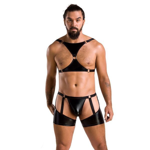 Комплект эротического мужского белья Passion 047 SET JOHN L/XL Black, трусы, портупея SO7612 фото