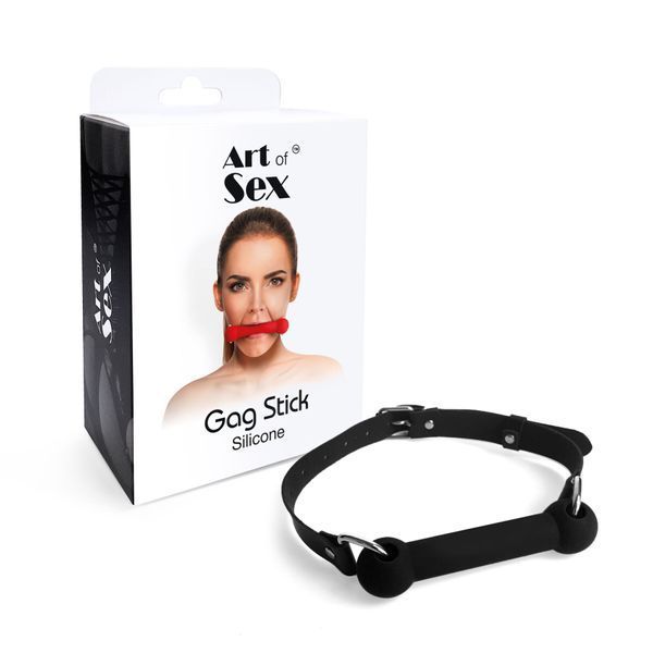 Кляп-палка на ремнях Art of Sex &ndash; Gag Stick Silicon, черный, натуральная кожа SO6705 фото