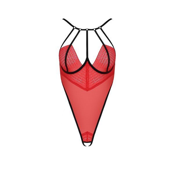 Боди с высоким вырезом бедра Passion Exclusive AKITA BODY S/M, red PS24202 фото