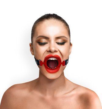 Кляп-расширитель силиконовое кольцо Art of Sex &ndash; Gag ring, красный, натуральная кожа SO6706 фото