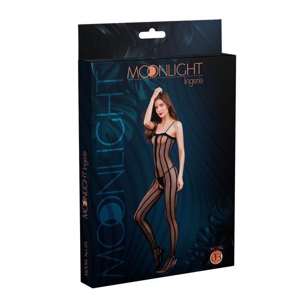 Прозорий бодістокінг Moonlight Model 03 XS-L Black, з доступом SO8202 фото