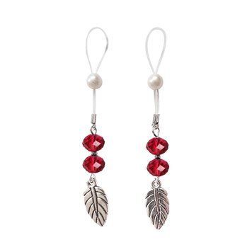 Украшения с бусинами и листиком для сосков Art of Sex &ndash; Nipple Jewelry Leaf, красные SO5396 фото