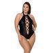 Боди из экокожи Passion NANCY BODY 6XL/7XL black, с имитацией шнуровки и открытым доступом SO7105 фото 1