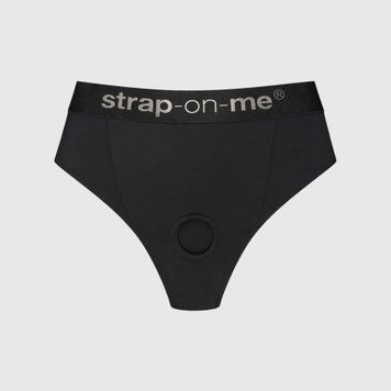 Трусики-бразилиана с фиксацией дилдо Strap-On-Me Harness Lingerie Idole &ndash; M &ndash; Black, высокие SX3514 фото